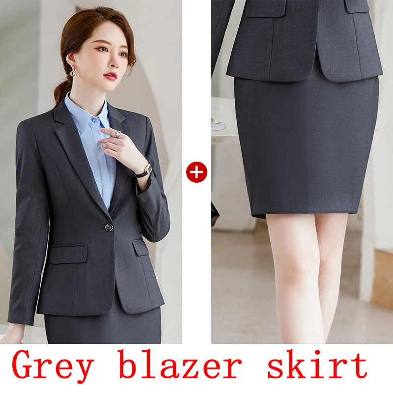 Blazer azul marino Formal para mujer, traje de negocios con conjuntos, ropa  de trabajo, uniforme de oficina, chaqueta de falda de gran tamaño, Otoño,  Coreano - AliExpress