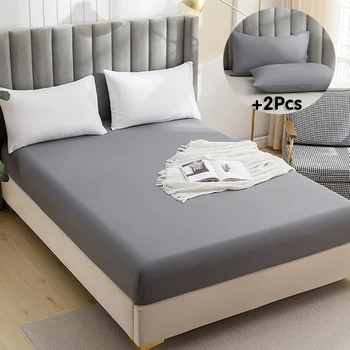 Set di lenzuola spazzolate in tinta unita Ultra-morbido, lenzuolo con angoli e federa, letto matrimoniale singolo, lavabile in lavatrice ipoallergenico 1