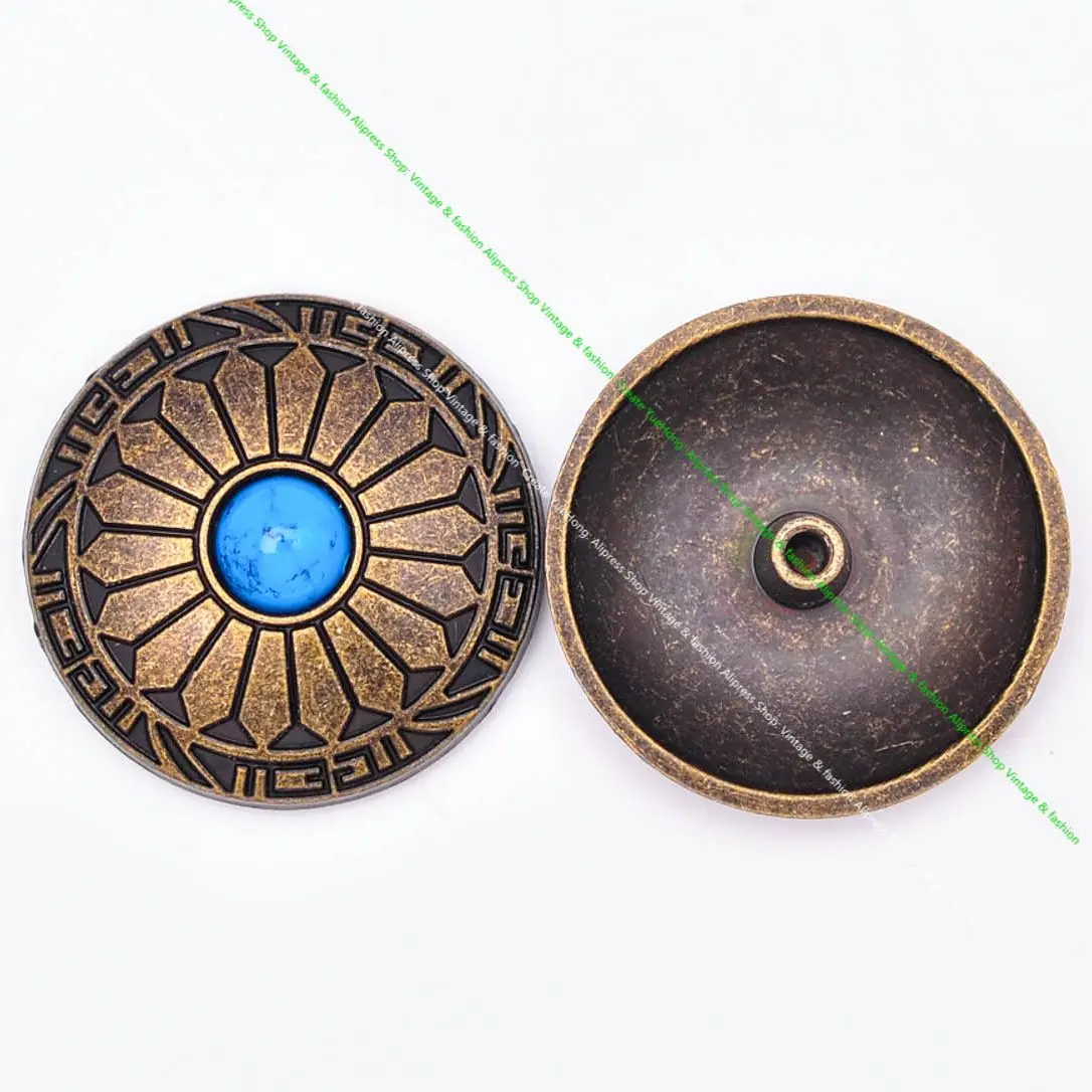 

10pcs 30mm Vintage Brass Sun Flower Blue Turquoise Leathercraft Western Belt Wallet Case Leather Project Concho Screwback