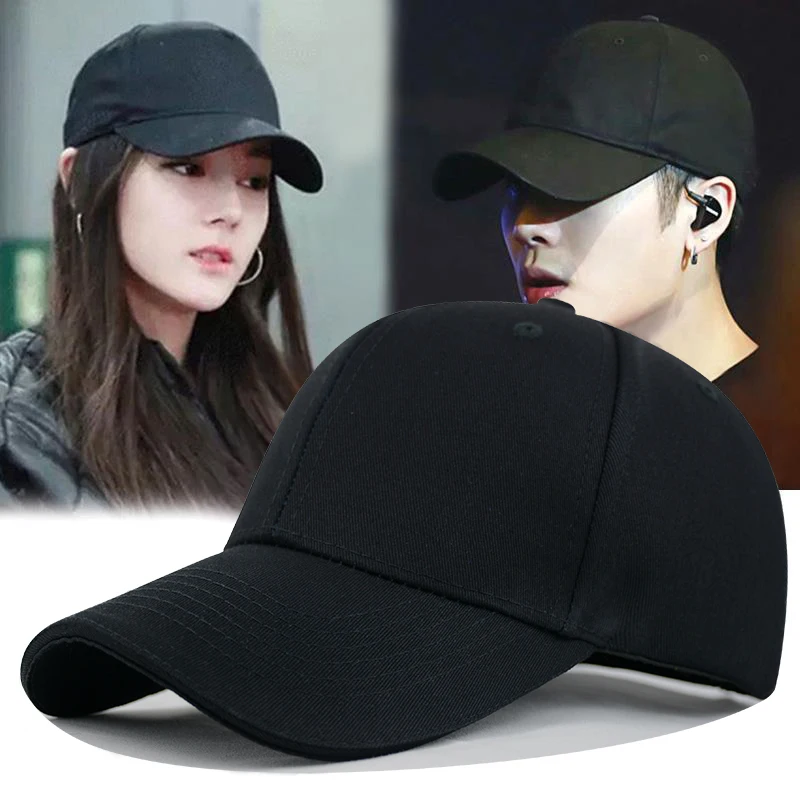 Gorra de béisbol clásica para hombre y mujer, gorro con Cierre trasero, ajustable, informal, Hip Hop, negro, 56-58cm