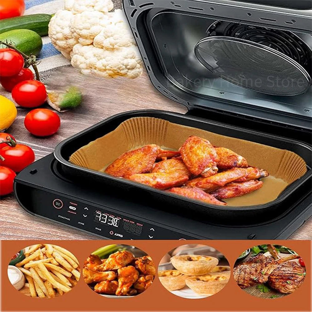 Air Fryer Disposable Liners Rectangle Air Fryer Parchment Paper Baking Tools For Ninja Foodi Smart XL 6-in-1 Indoor Grill 100Pcs Air Fryer Paper Disposable Air Fryer Liners Air Fryer Accessories Air Fryer Liners Parchment Baking Paper