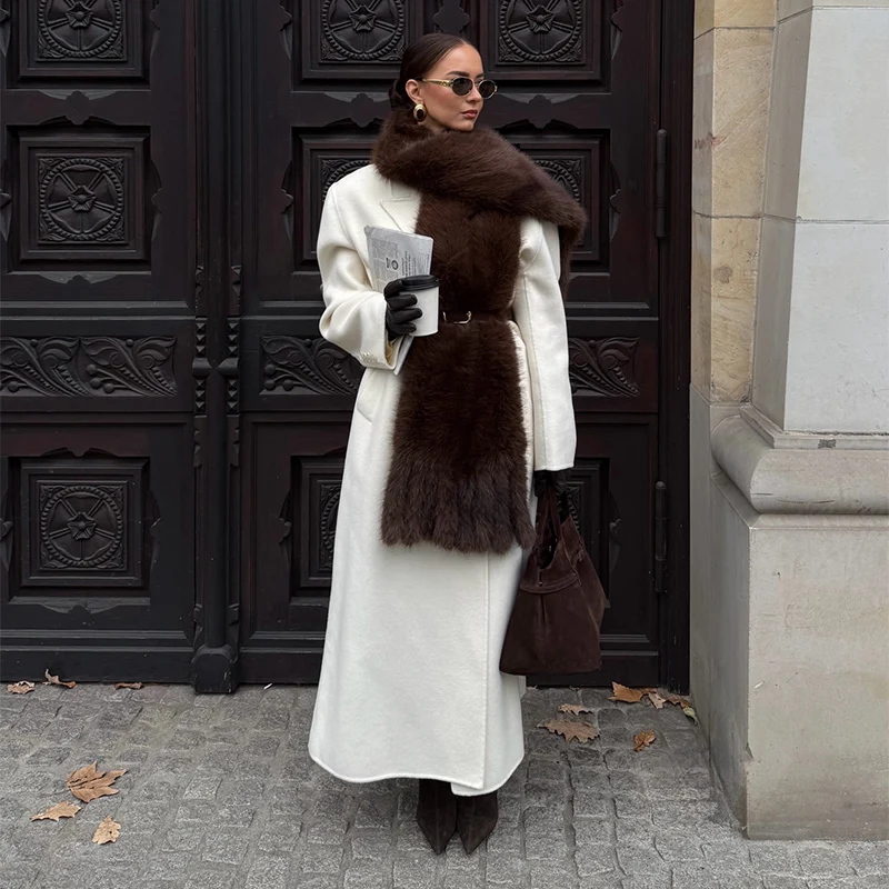 Chic Faux Pelz frauen Mäntel Elegante Revers Binden Gürtel Verdicken Volle Hülse Weibliche Jacken 2025, Herbst Winter Neue dame Streetwears – Detail 33