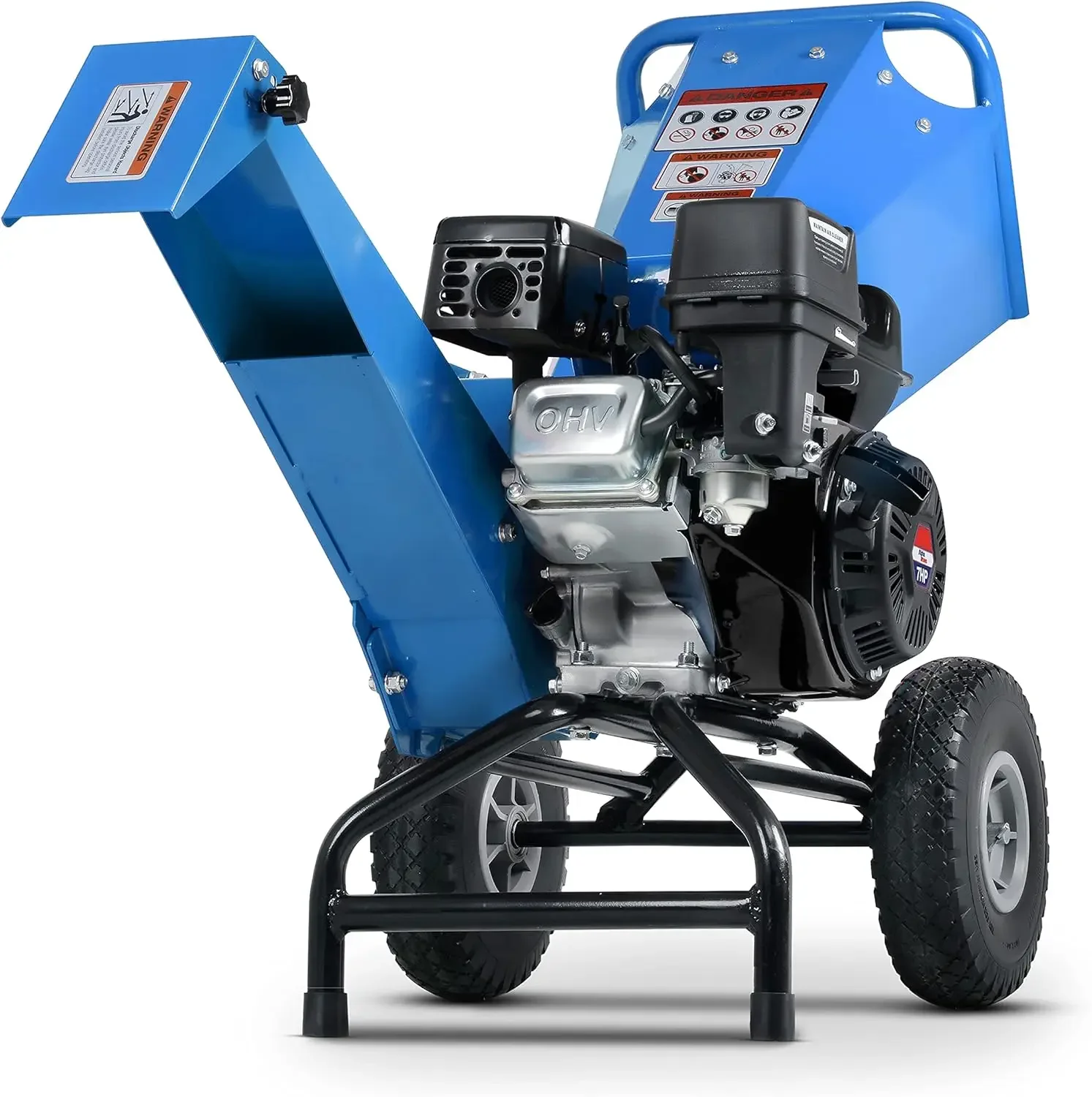 Wood Chipper Shredder Mulcher Heavy Duty 7 HP Gas Powered Compact Rotor Assembly 3 Inch Max Capacity 53.8"L x 19"W x 33"H