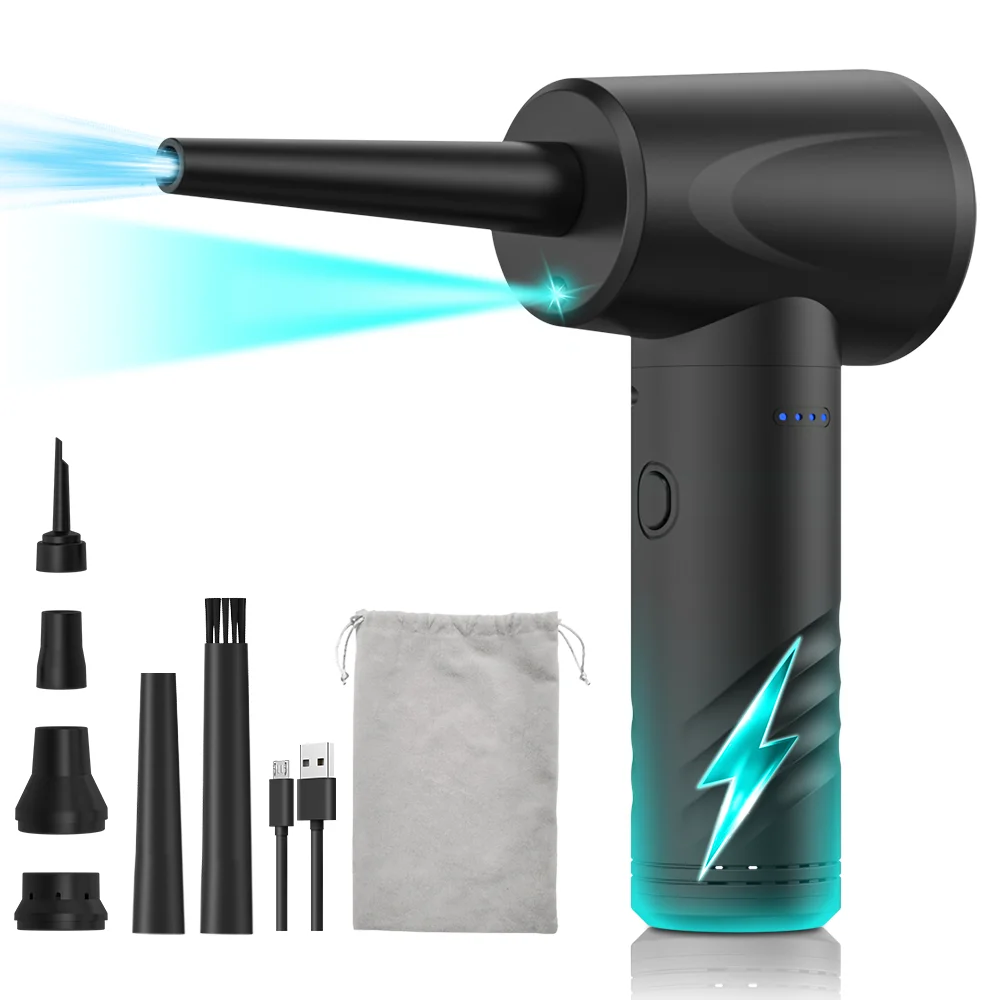 Protable Air Duster for Computer Cleaning 53000RPM Cordless Compressed Air Blower with LED Light for PC computers Keyboard Clean