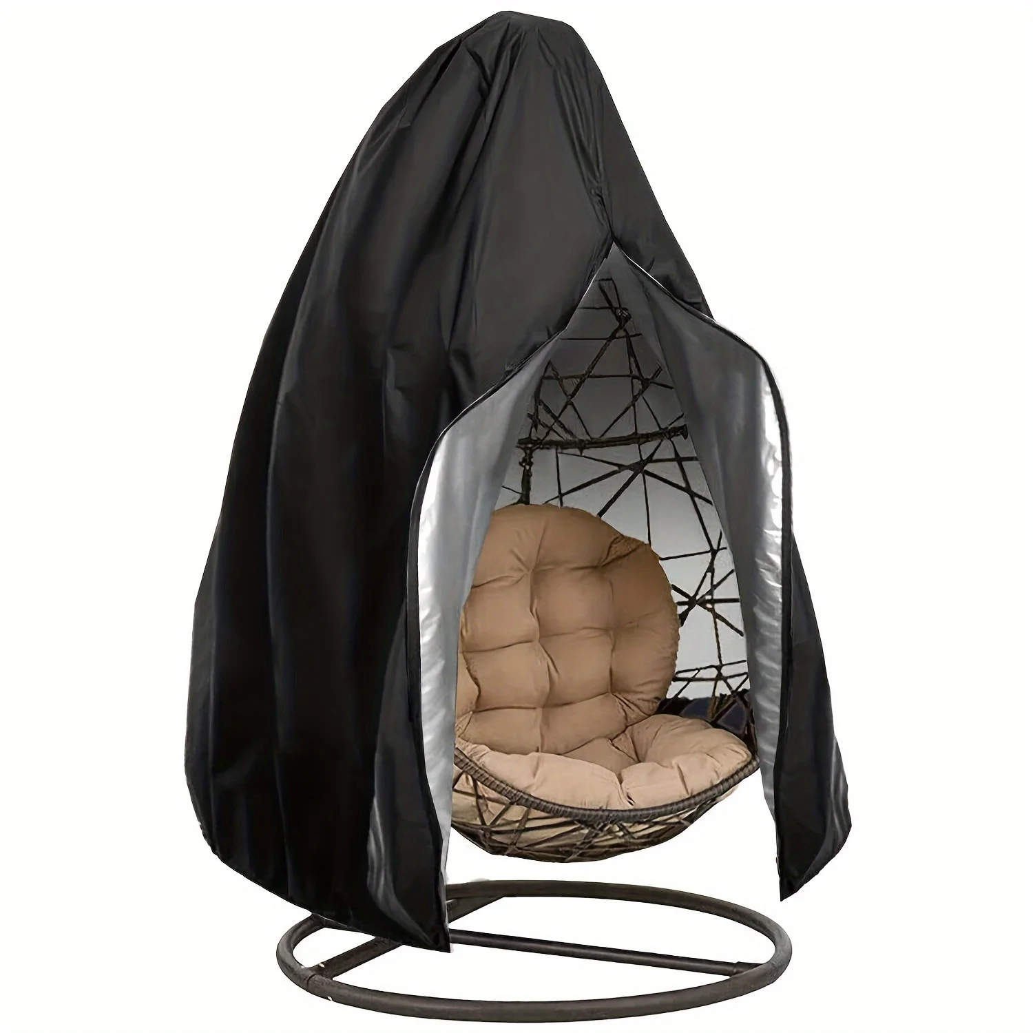 Zippered Windproof Egg Chair Cover, Outdoor Swing Seat Protector for Outdoor Rocking Chairs and Rattan Swing Chair Covers