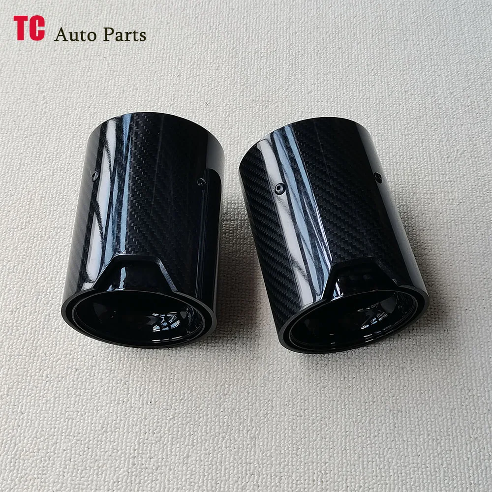 1PCS M Logo Glossy Black M2 M3 M4 M5 Performance Carbon Exhaust Tips ...