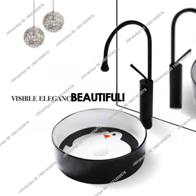 อ่างล้างหน้าแบบตั้งพื้นทรงกลมเซรามิก อ่างล้างหน้าสำหรับห้องน้ำ อ่างล้างหน้าสำหรับเด็ก 5