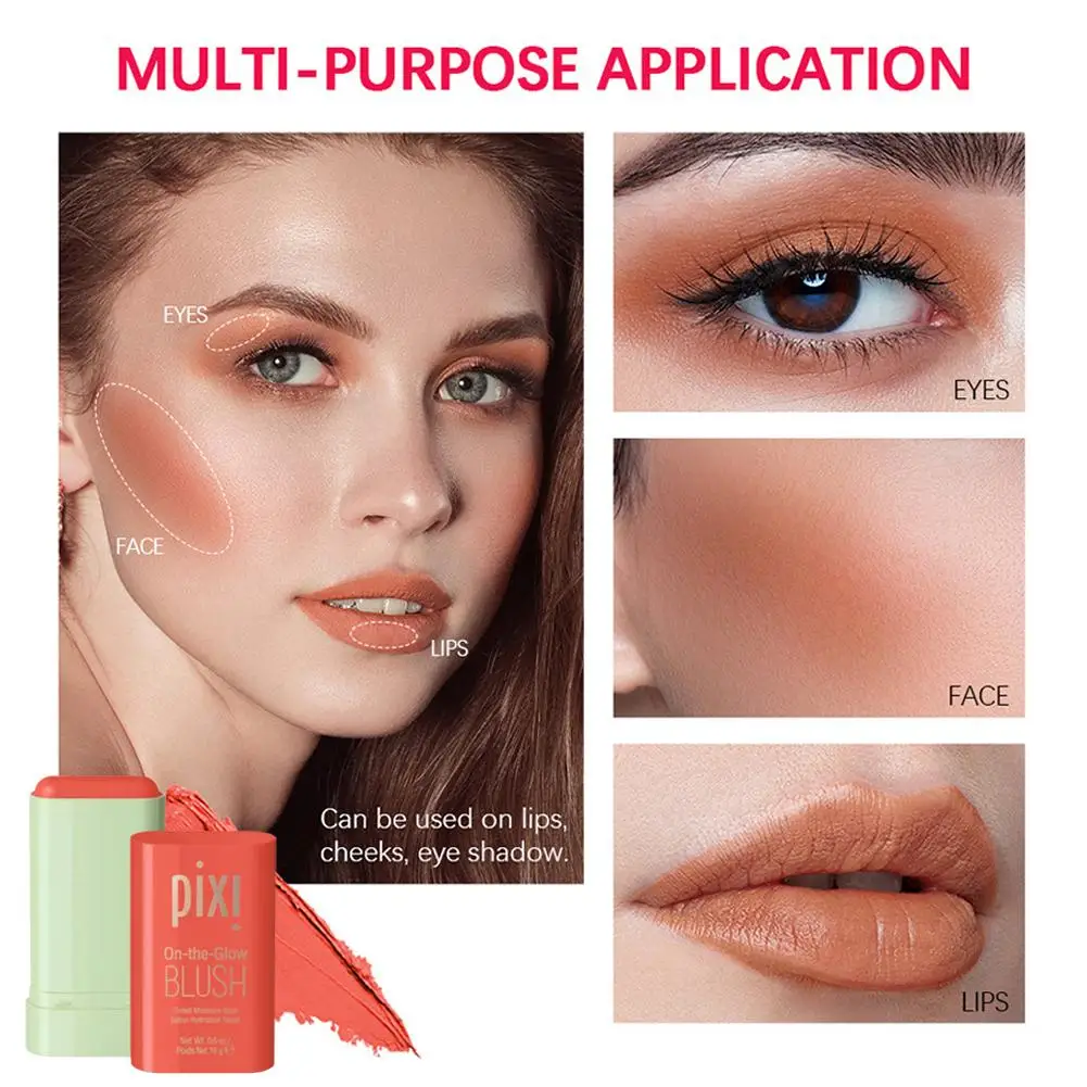 Blush Stick 3 In 1 Easy Color Rouge Blusher Cream Cheek Eye Lip Tinted Waterproof Mositure Face Contouring Shadow Blusher
