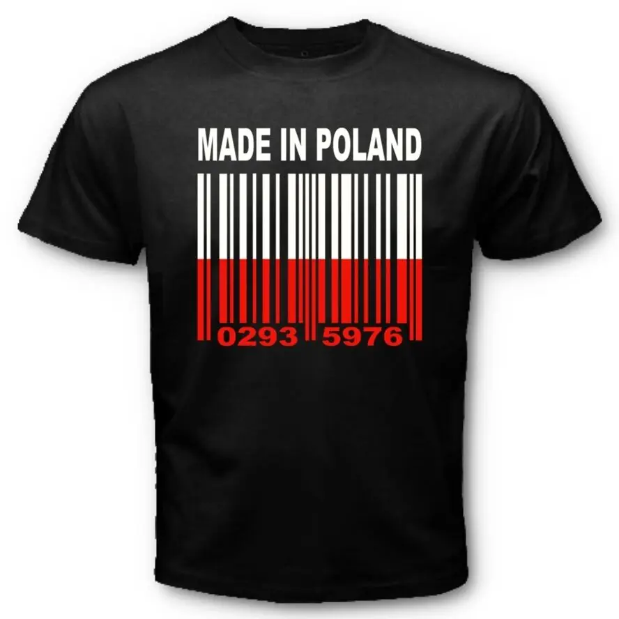 

MADE IN POLAND Pole Polish Polska Flag Barcode Numbers T-Shirt. Summer Cotton Short Sleeve O-Neck Mens T Shirt New S-3XL
