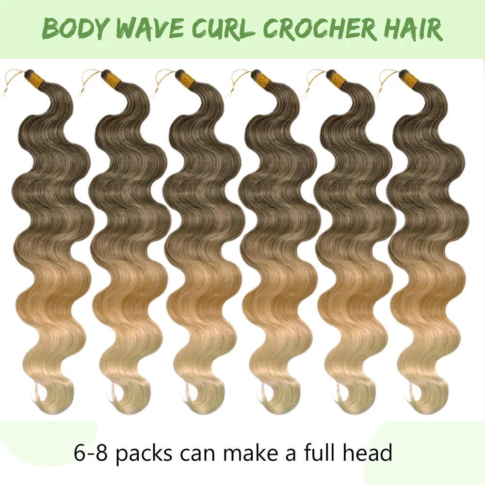Synthetic Braiding Hair 24inch Body Wave Crochet Hair Bundles Burgundy Blonde Water Wave Crochet Braiding Hair Boho Twist Braids 5