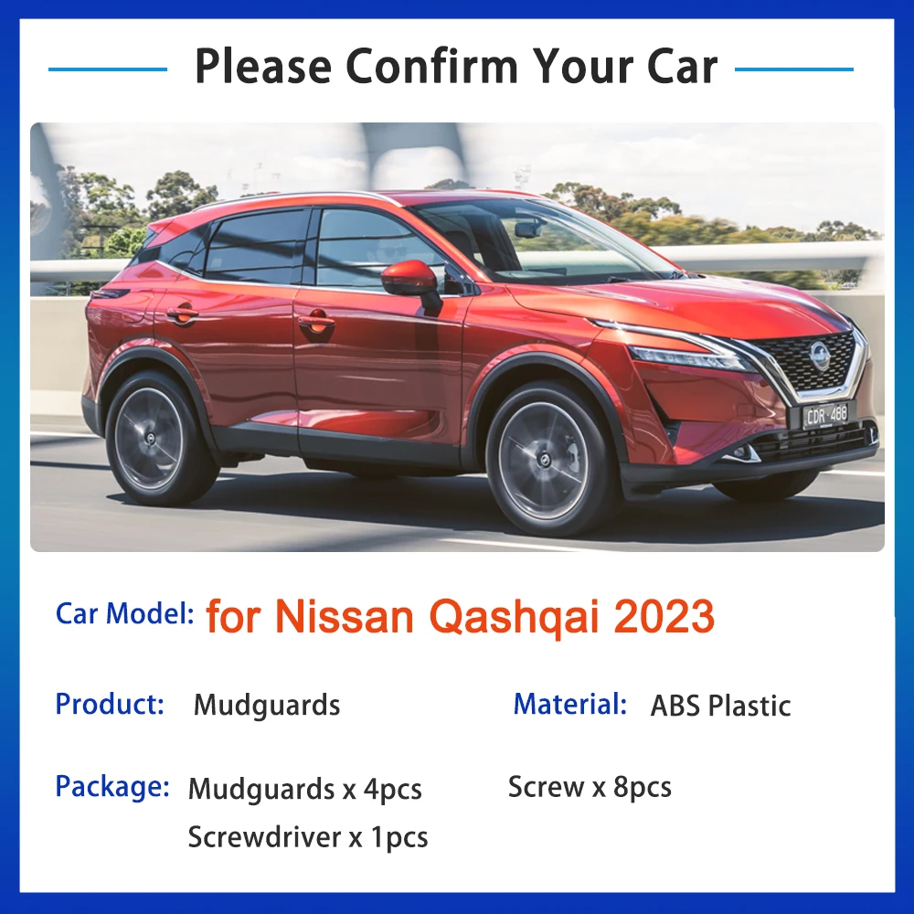 for Nissan Qashqai J12 2023 2024 Accessories Mudguards Upgrade Anti-splash  Guards Front Rear Wheels Fender Mudflap Car Styling