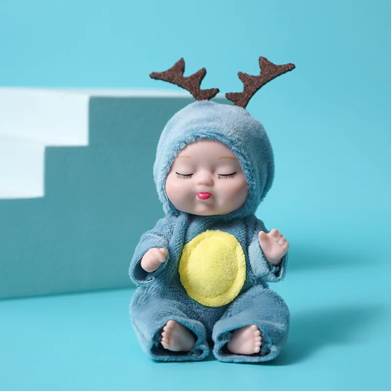 Sleep Baby Doll Cute Animal Doll 3.5inch Height Reborn Baby for Children's Toy with Clothes 1 Pieces