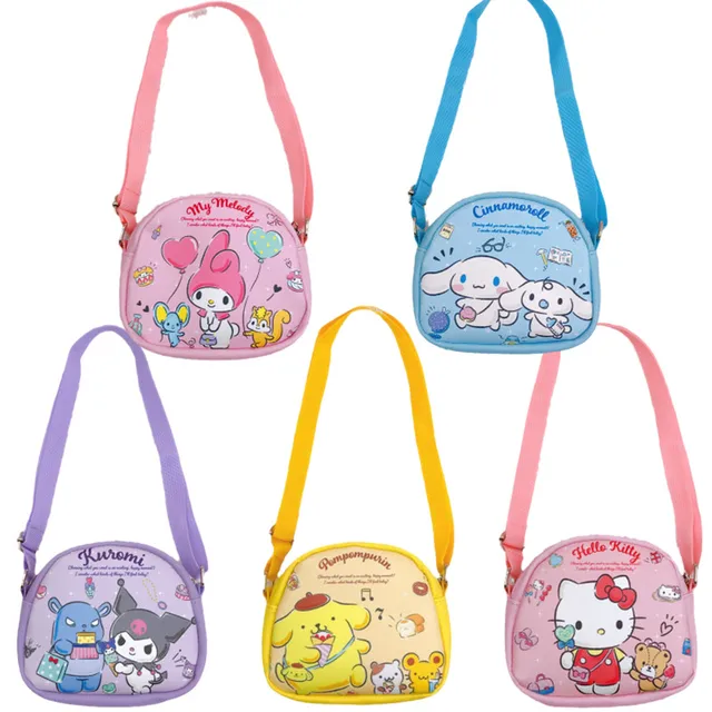 Kawaii Sanrios Kuromi My Melody Cinnamoroll Cartoon PU Bag Shoulder Bag Cute Coin Purse Messenger Bag Small Round Bag Kids Gift 1