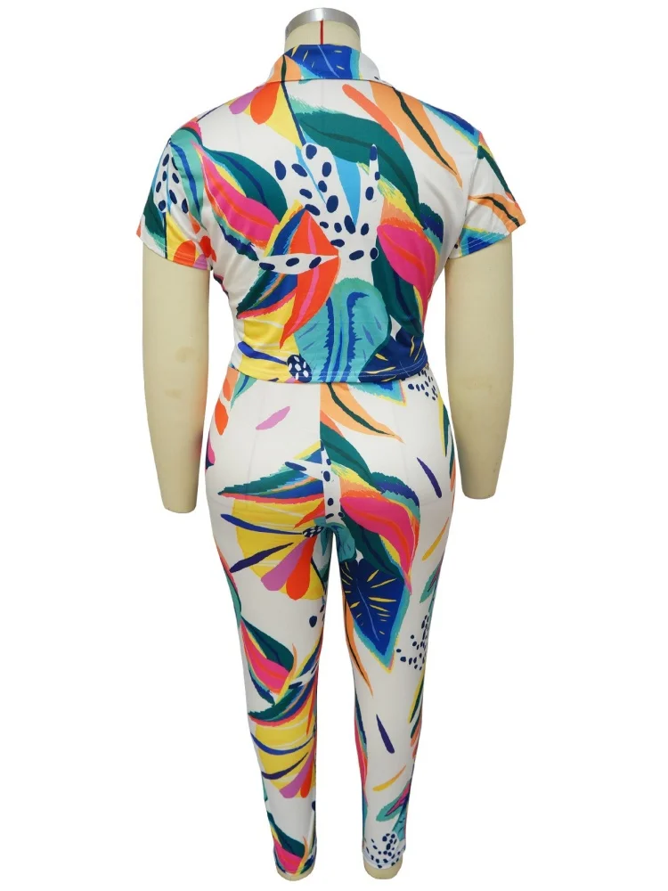 Wmstar Wmstar Plus Size Two Piece Sets Women Wholesale Print Short Sleeved and Long Pants Fashion Casual Set Summer 2025