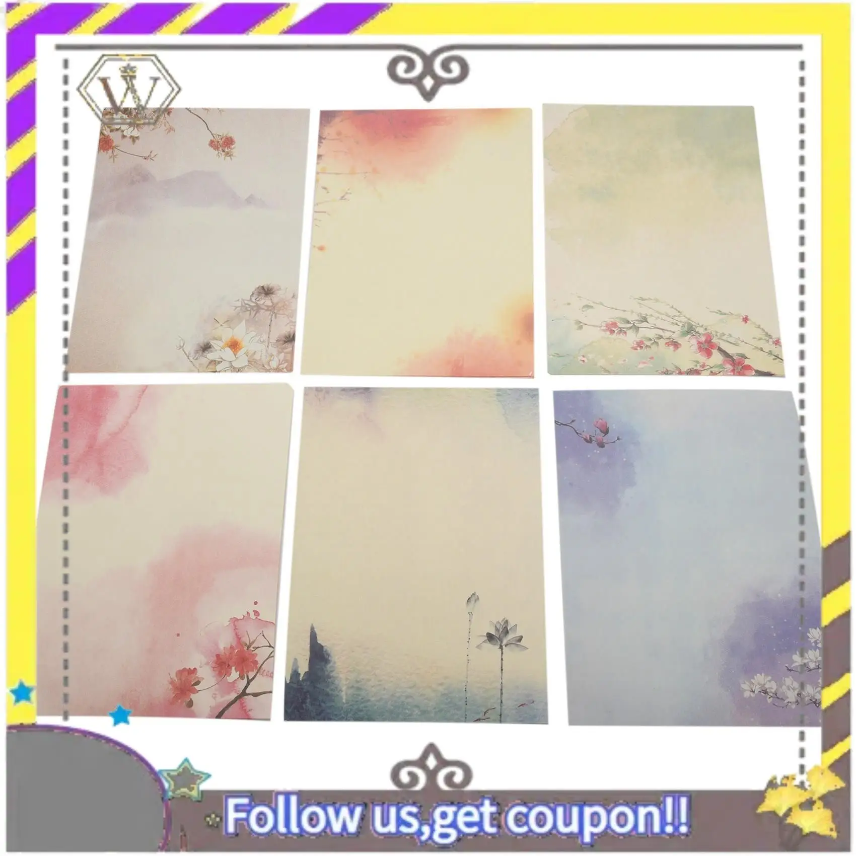 AU33-96PCS 필기용 문구 용지, 편지지 세트