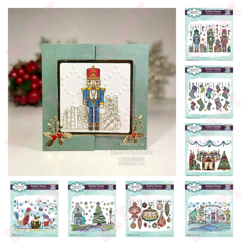 

Christmas Clear Stamps Snowy Town Nutcracker Garland For DIY Scrapbook Photo Album Handmade Paper Card Decoration Craft Moulds