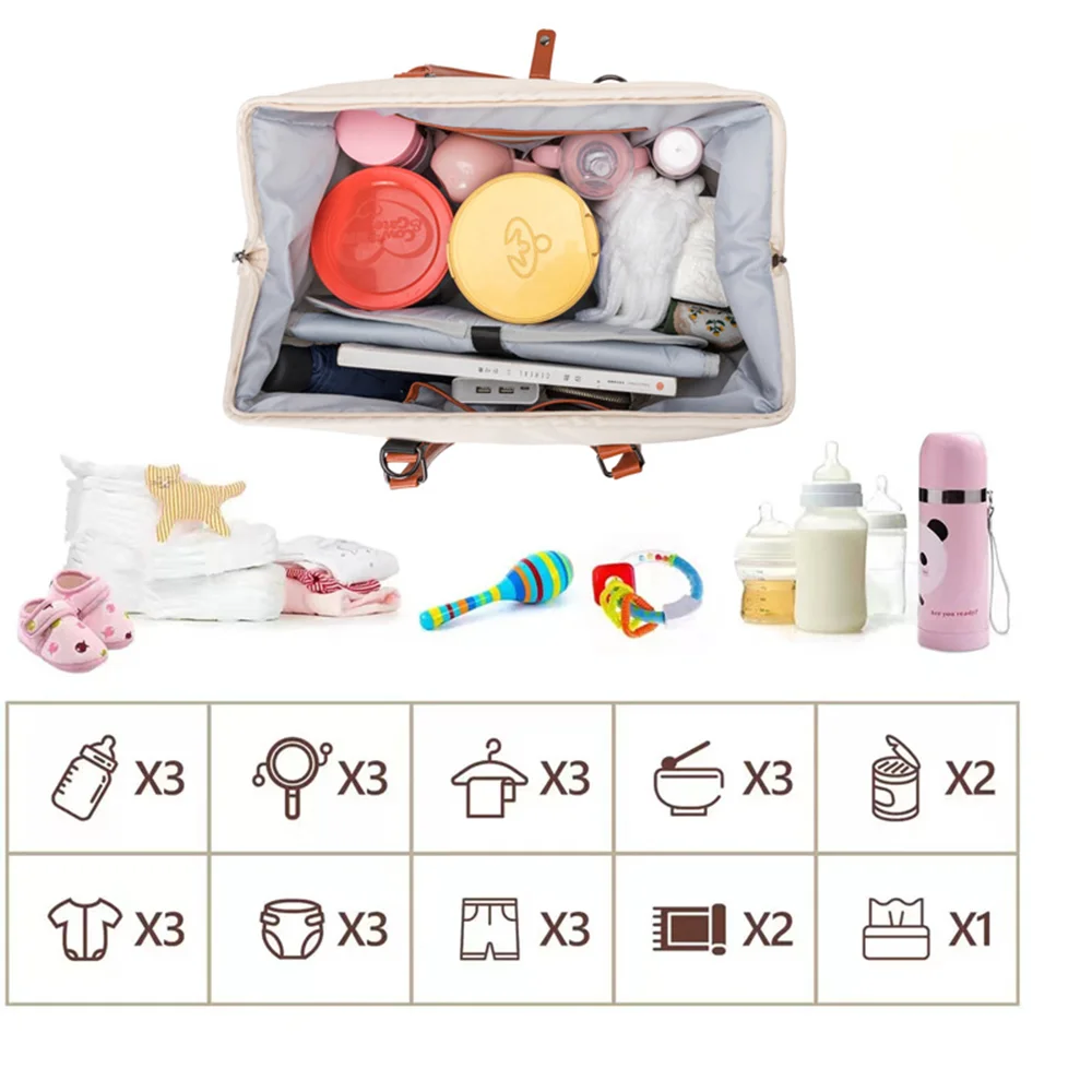 Reise-Aufbewahrungstasche, Mama-Tasche, große Kapazität, wasserdicht, Nass- und Trockentrennung, Baby-Wickeltaschen, isolierte Windel-Organizer-Taschen – Detail 7