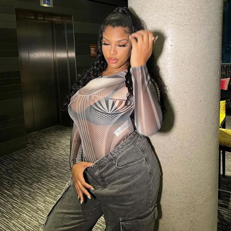Slim Ladies Sexy Bodysuit jumpsuit Romper Long Sleeveles O-Neck Skinny Bodycon one piece women fashion party ClubWear Overalls