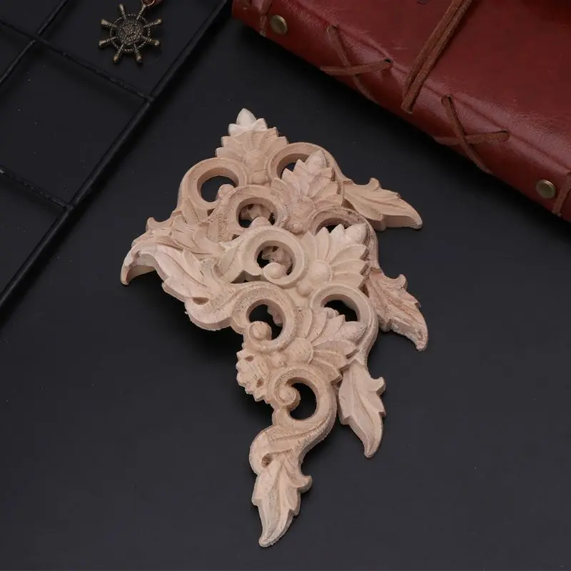 4 개/대 나무 조각 코너 꽃 Onlay Applique 도색되지 않은 프레임 찬장 캐빈 Dropship