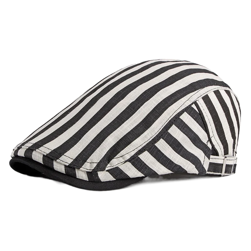 

Men Women Youth Teens Flat Cap Newsboy Hat Beret Cabbie Ivy Cap Stripes Adjustable Gatsby Newsboy Beret Free Shipping