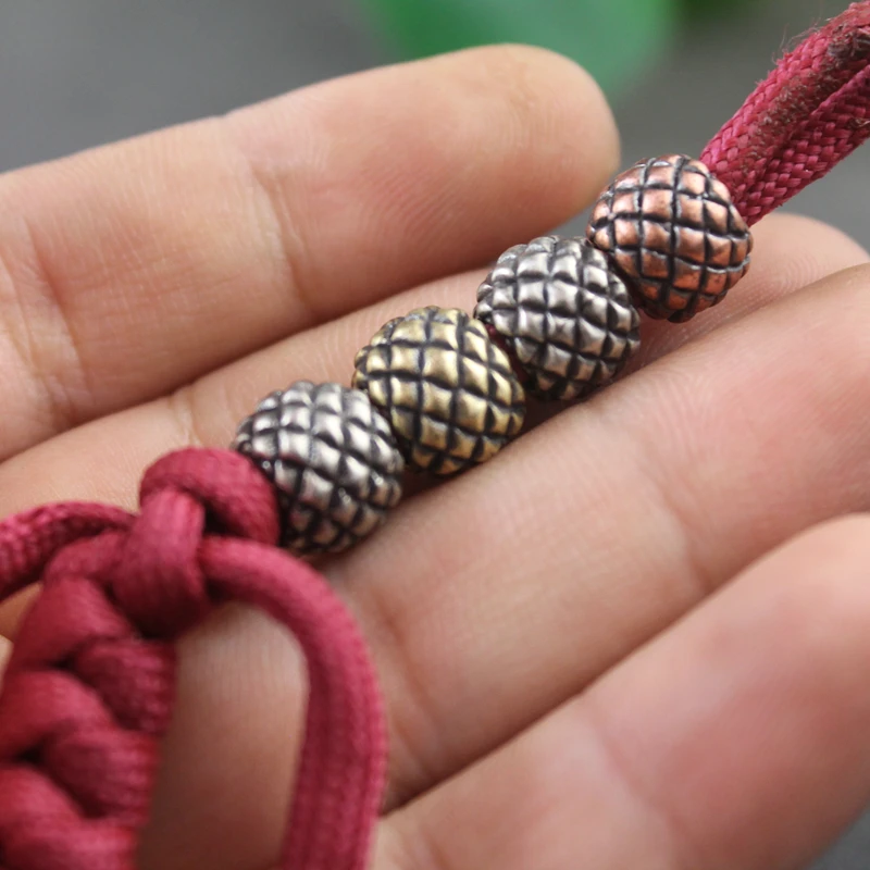 Fruit pineapple EDC Brass Knife Beads DIY Woven Paracord Lanyard Pendants Outdoor Accessories