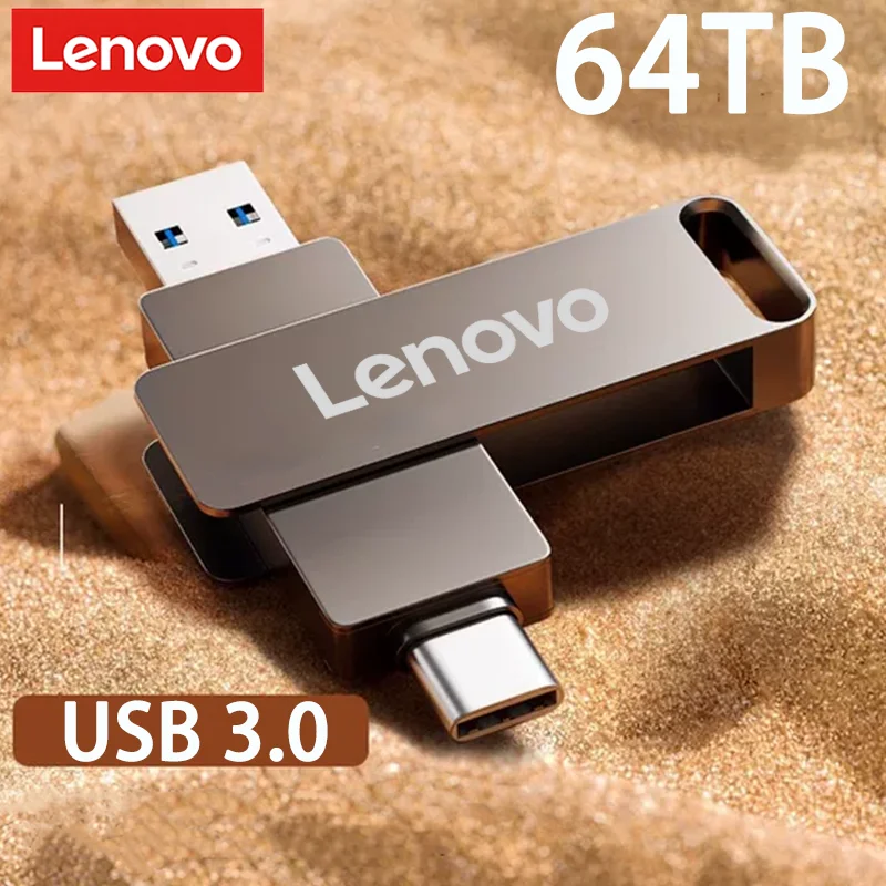 Flash Drive Lenovo 16TB USB 3.2 High Speed Transfer SSD High Capacity Metal Pen Drive Type C Portable Memory Waterproof