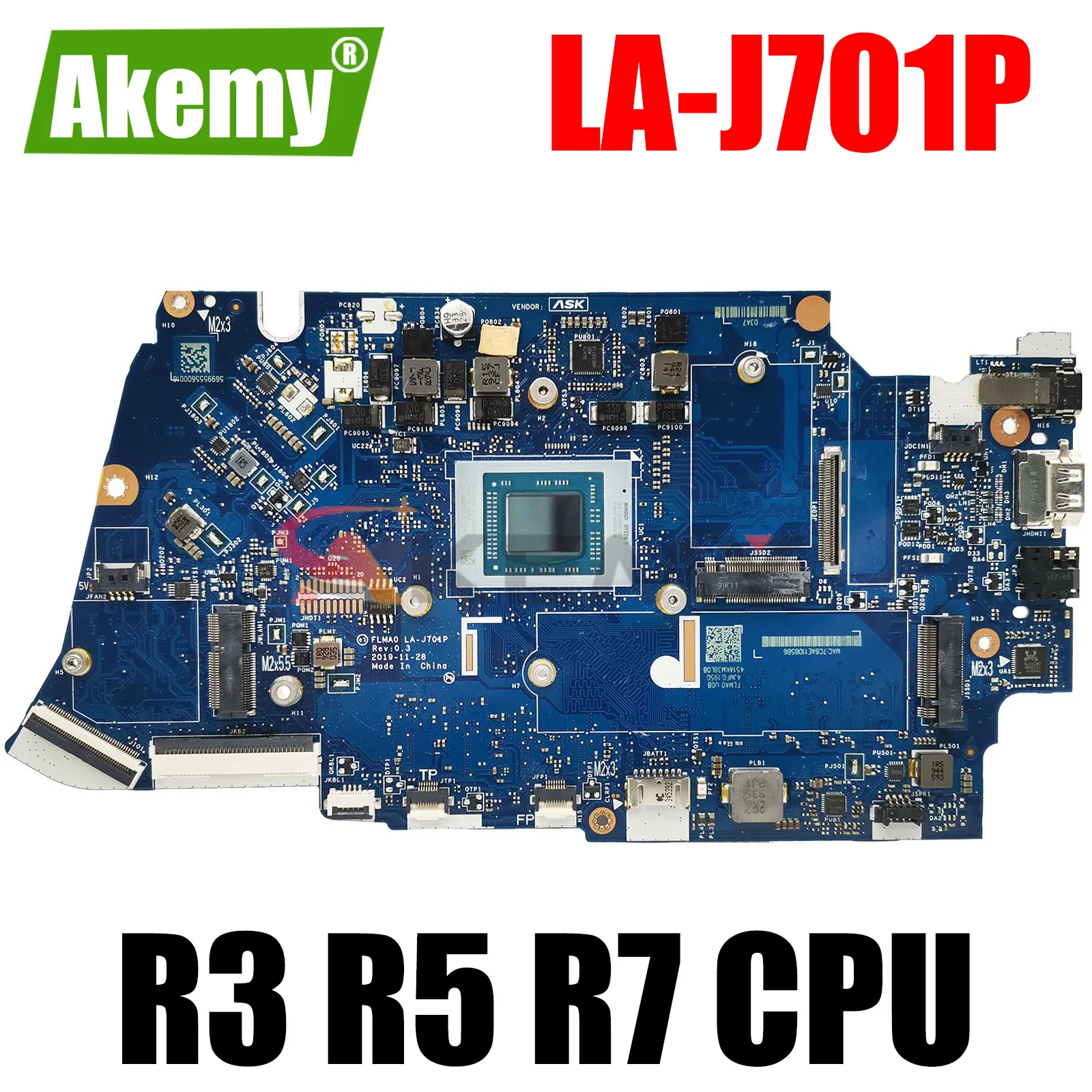 

For Lenovo Ideapad 5-14ALC05 5-14ARE05 Laptop Motherboard LA-J701P Motherboard. With AMD R3 R5 R7 CPU and 16G RAM.100% Test Work