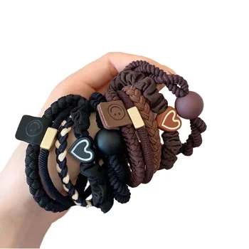 10PCS Women's Hair Ring Set Hair Accessories High Elasticity Leather Band Simple Temperament High Ponytail Durability New Style 6