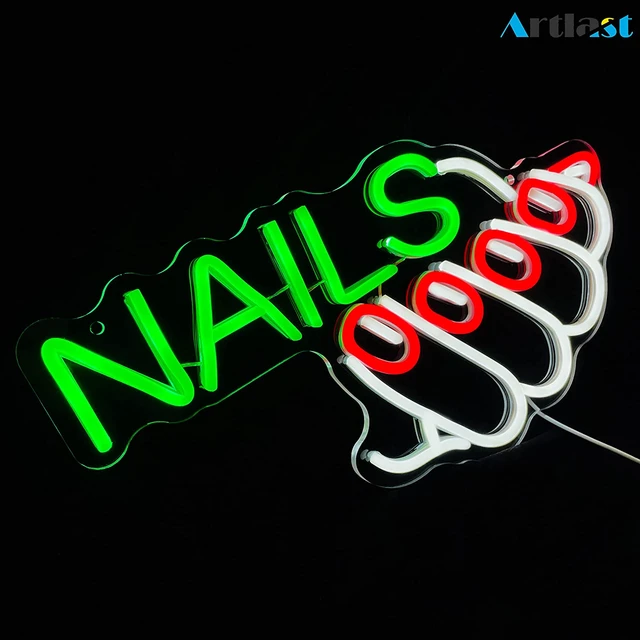 Custom Nails Beauty Salon Display LED Neon Sign Manicure Studio Neon light  Personalized Signboard Nail Room Decor Wall Lamp
