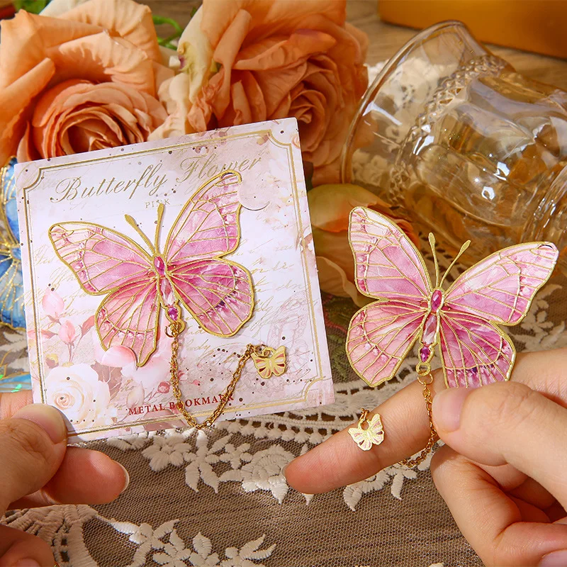 Retro Special-Shaped Butterfly Student Reading Bookmark Holder 4Types Of Art Oil Painting Bookmarks Exquisite Reading Gifts metal bookmark bookmarks stationery supplies bookmark holder oil painting bookmark