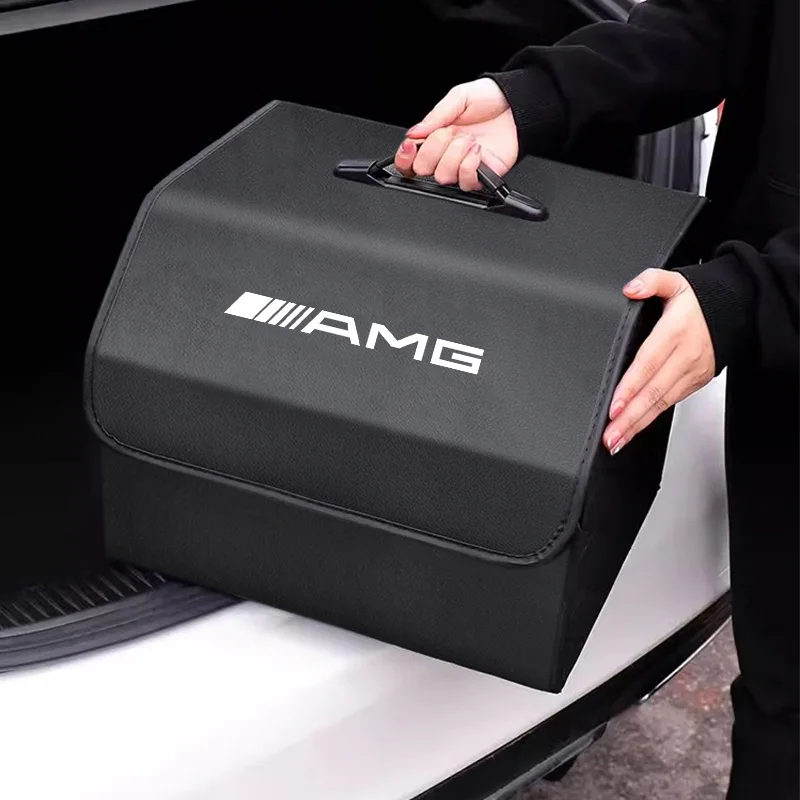 메르세데스 벤츠 AMG GLE GLS CLA CLE GLC CLS GLA 타이어 밸브 캡용 휴대용 자동차 트렁크 정리함 가죽 여행용 수납함
