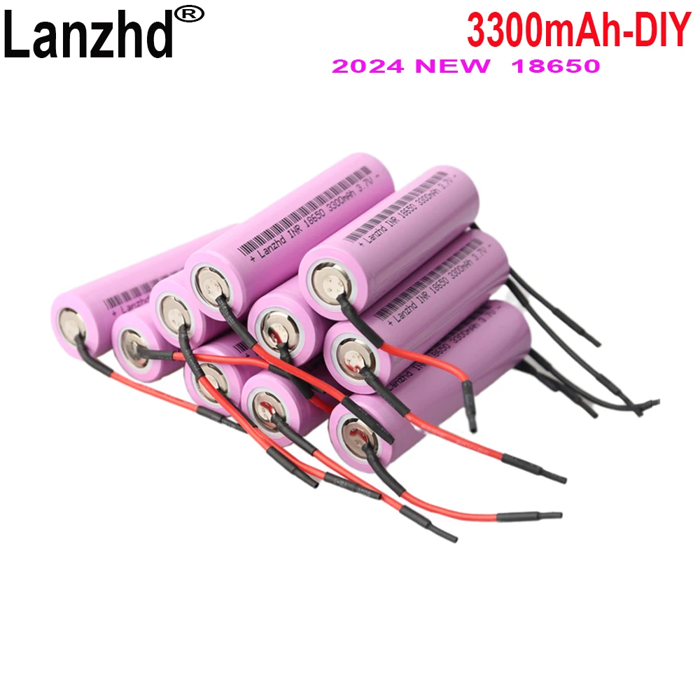 

20Pcs 2024 NEW 3.7V Battery 18650 Nickel Lithium Li Ion 3300mAh 17A Batteries For DIY 24V 36V 48V Scooter Battery pack welding