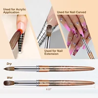 100% Pure Kolinsky Nail Brush Silver UV Gel Polish Nail Art Extension Builder Manicure Nail Pen Painting Drawing Brushes 1