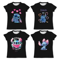 Girls Kawaii Stitch T-shirt Child Girl Clothing Toddler Tees Children Clothes 2024 Summer Short Sleeve Kids Boy Cartoon Tee Tops 1
