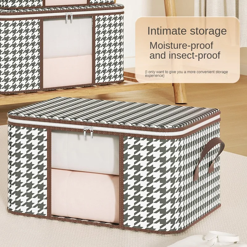 50/75L Large Capacity Clothes Quilt Storage Bag Non-woven Fabric Closet Organizer Dust-proof Moisture-proof Household Packaging 3
