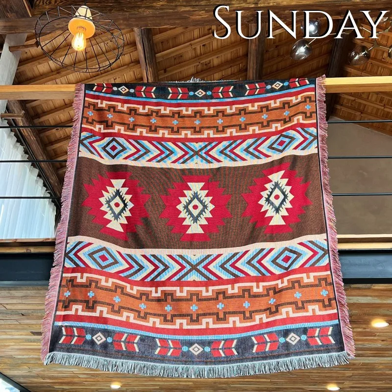 

Bohemian Tassels Blankets Outdoor Camping Picnic Mat Soft Jacquard Throw Blanket for Sofa Beach Shawl Tablecloth Home Decoration