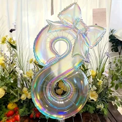 Set of 2 Colorful Transparent Digit Balloons with Bow - Other (8)