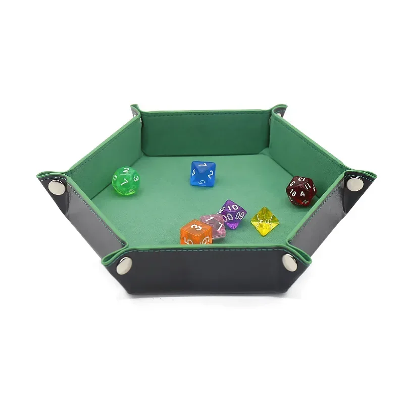 Hexagonal PU Dice Tray Miscellaneous Storage Box Board Game Dice Tray Accessories Leather Tower Dried Fruit dice tray