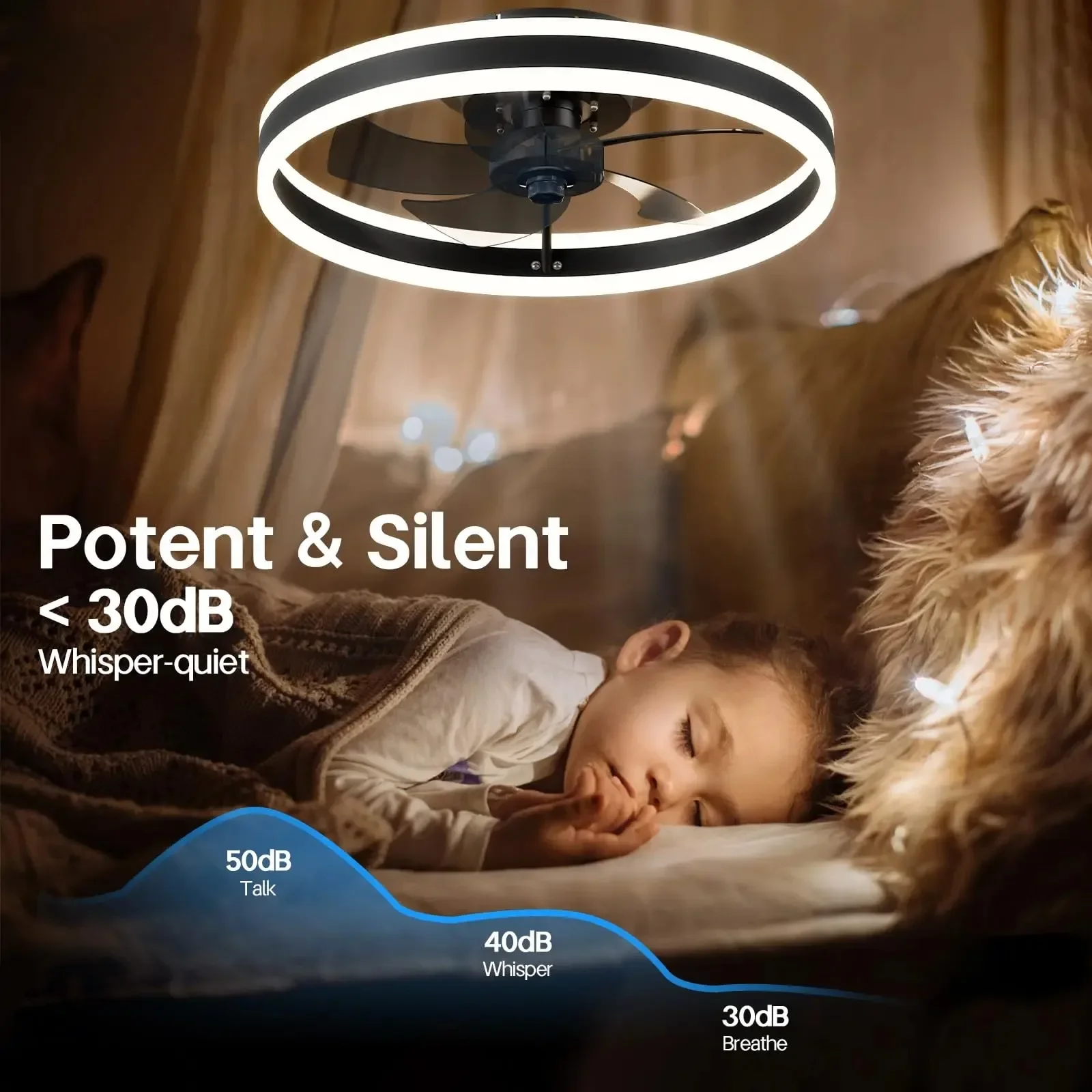 Ceiling Fans With Lamp 55/60W Electric Lamp 85-265V Smart Silent Fans 6 Wind Speed APP Remote Control for Bedroom Home