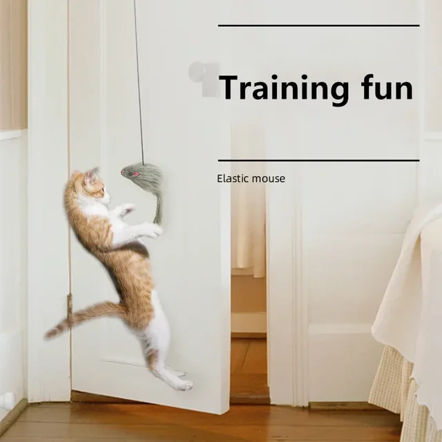 Simulation Mouse Cats Toy Funny Self-hey Hanging Door Retractable Cats Stick Scratch Rope Mouse Cat Interactive Toy Cat Supplies 3