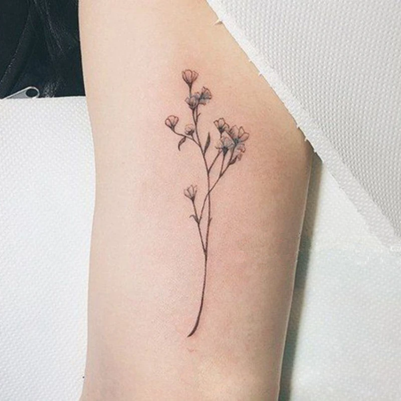 Waterproof Temporary Tattoo Sticker Sexy Baby S Breath Flower Tatto Small Birds Gun Feather Water Transfer Fake Flash Tatoo Temporary Tattoos Aliexpress