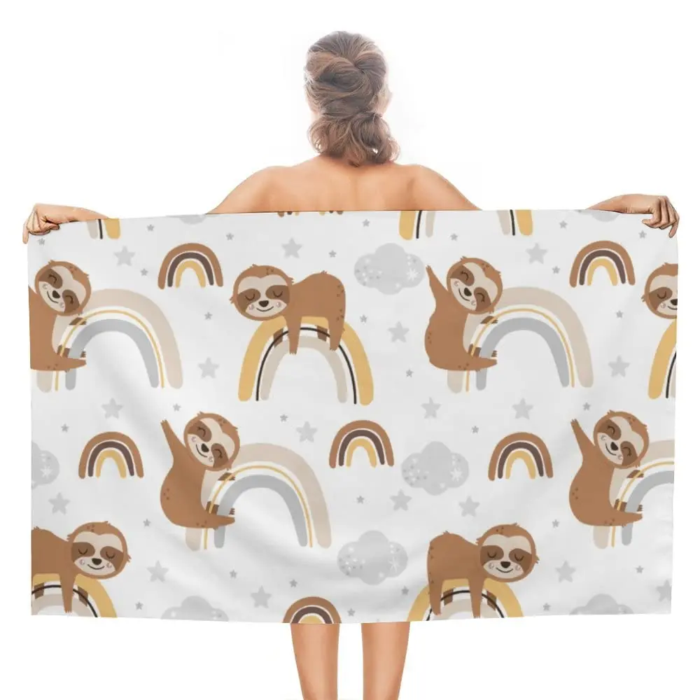 

Cartoon Sloth Beach Towels Microfiber Quick Dry Sand Free Lightweight Bath Towel for Women Men Swimming Pool Yoga Towels