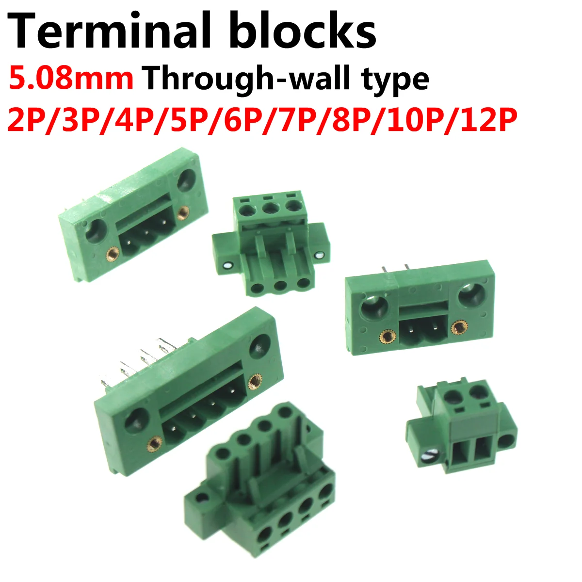 5sets 5.08mm Terminal Block Through-wall Welding-free Plug-in  2P/3P/4P/5P/6P/8P/10P 5.08mm with Flange Fixed Panel two trees 5 5w laser module fixed focus ld fac 0 08mm compressed spot