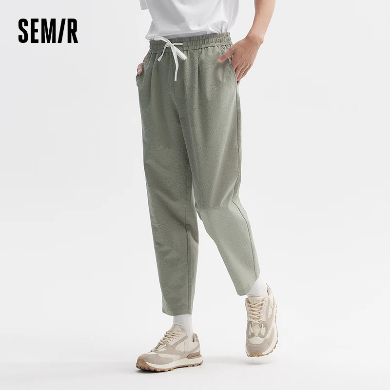 

Semir Casual Trousers Men 2024 Summer New Daily Simple Commuter Loose Tapered Nine-Minute Trousers Elastic Waist Trousers