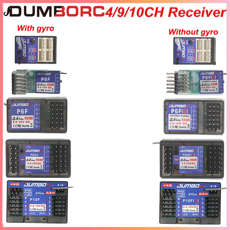 DUMBORC P6FG P10FG P6DC P4FMG 4CH 6CH 10CH Mini Empfänger 2,4G 4,8-10V Spannung Rückkehr für X6 DDF-350 Sender RC Auto Boot Tank