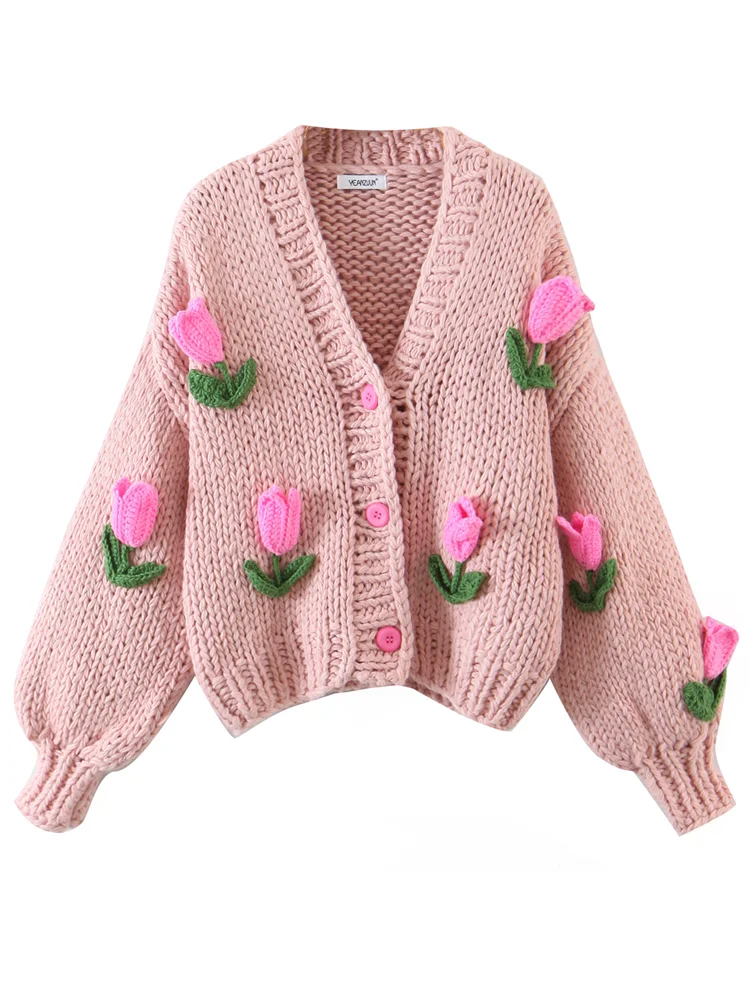 Flower Vintage Crochet Sweater  Crochet Flower Cardigan Women - 2023 Retro  3d - Aliexpress