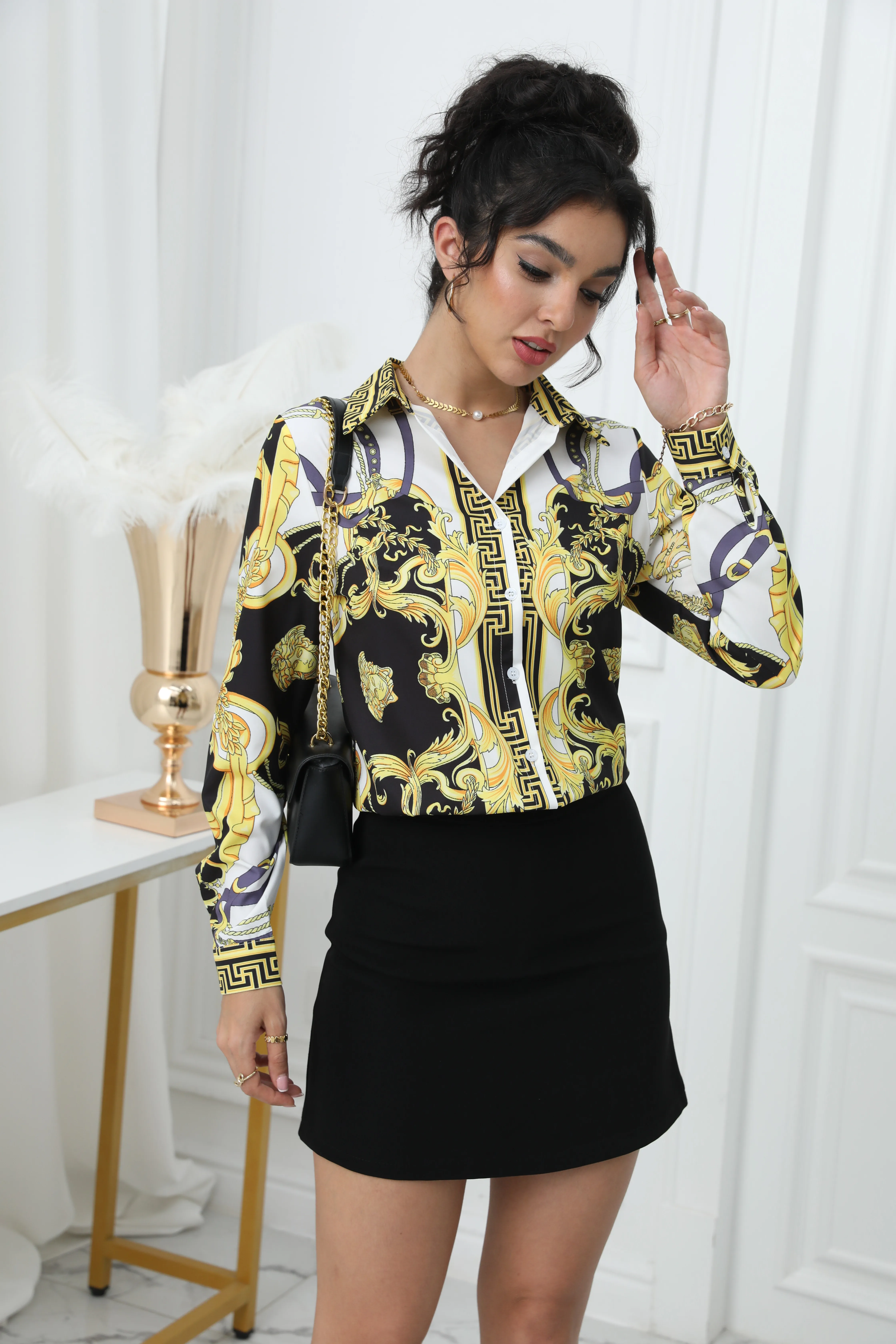 بلوزات نسائية مطبوعة على الموضة قمصان نسائية أنيقة...