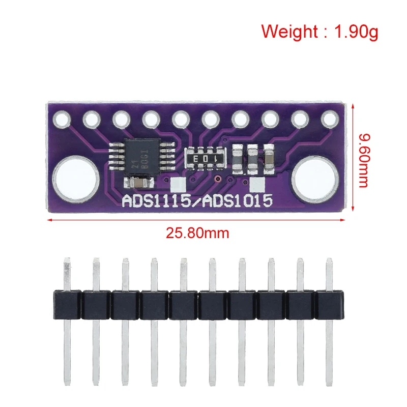GREATZT ADS1115 16-Bit I2C Modul Präzisions-ADC 4-Kanal Entwicklungsboard Pro Gain Verstärker 2,0V bis 5,5V für Arduino RP – Detail 5