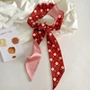 Luna&Dolphin Women Spring Skinny Long Scarf Red White Felower Love Print Chiffon Silk Tie Bag Ribbon Headband Choker 5