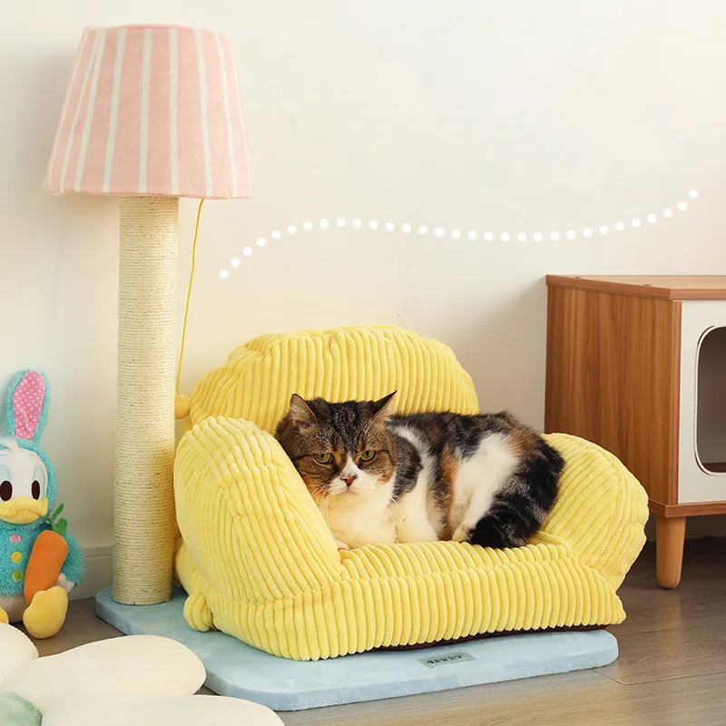 

Soft Cat Bed House with Sisal Scratch Pad Washable Sofa Indoor Cats Kittens Claw Cute Modern Cat Nest for Multi Small Pets Cozy